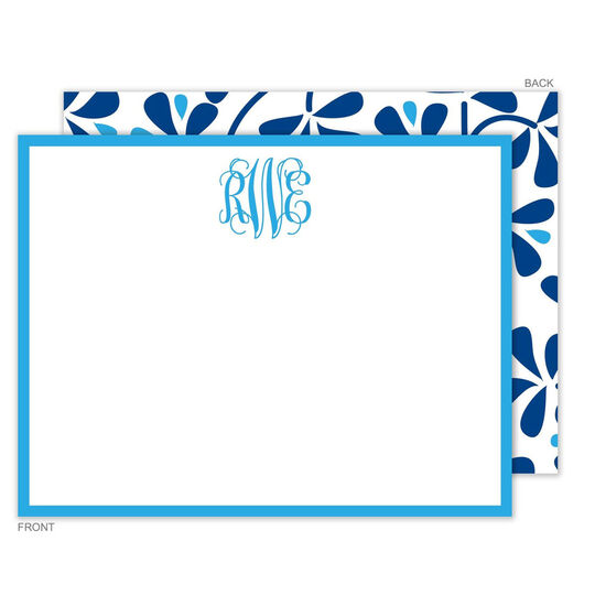 Blue China Monogram Flat Note Cards